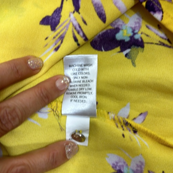 Brand new EVRI Yellow polyester dress with purple floral patterns Size 3X - Picture 8 of 9